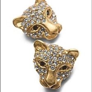Elizabeth Cole 24kt Gold Plated Crystal Jaguar Stud Earrings